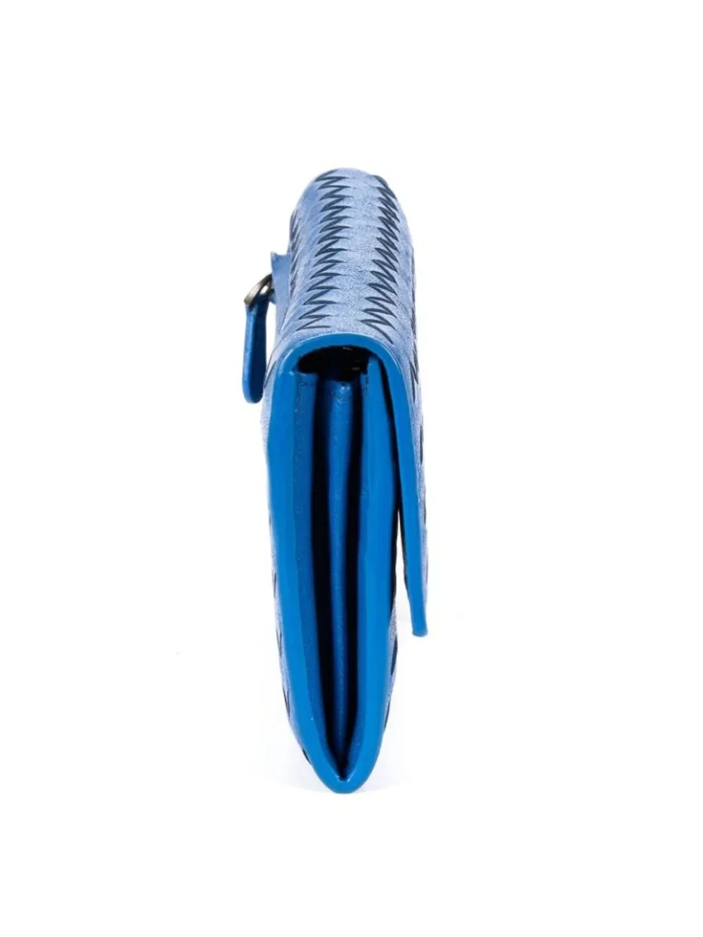 Bottega Veneta Flap Blue Intrecciato Calfskin Leathera